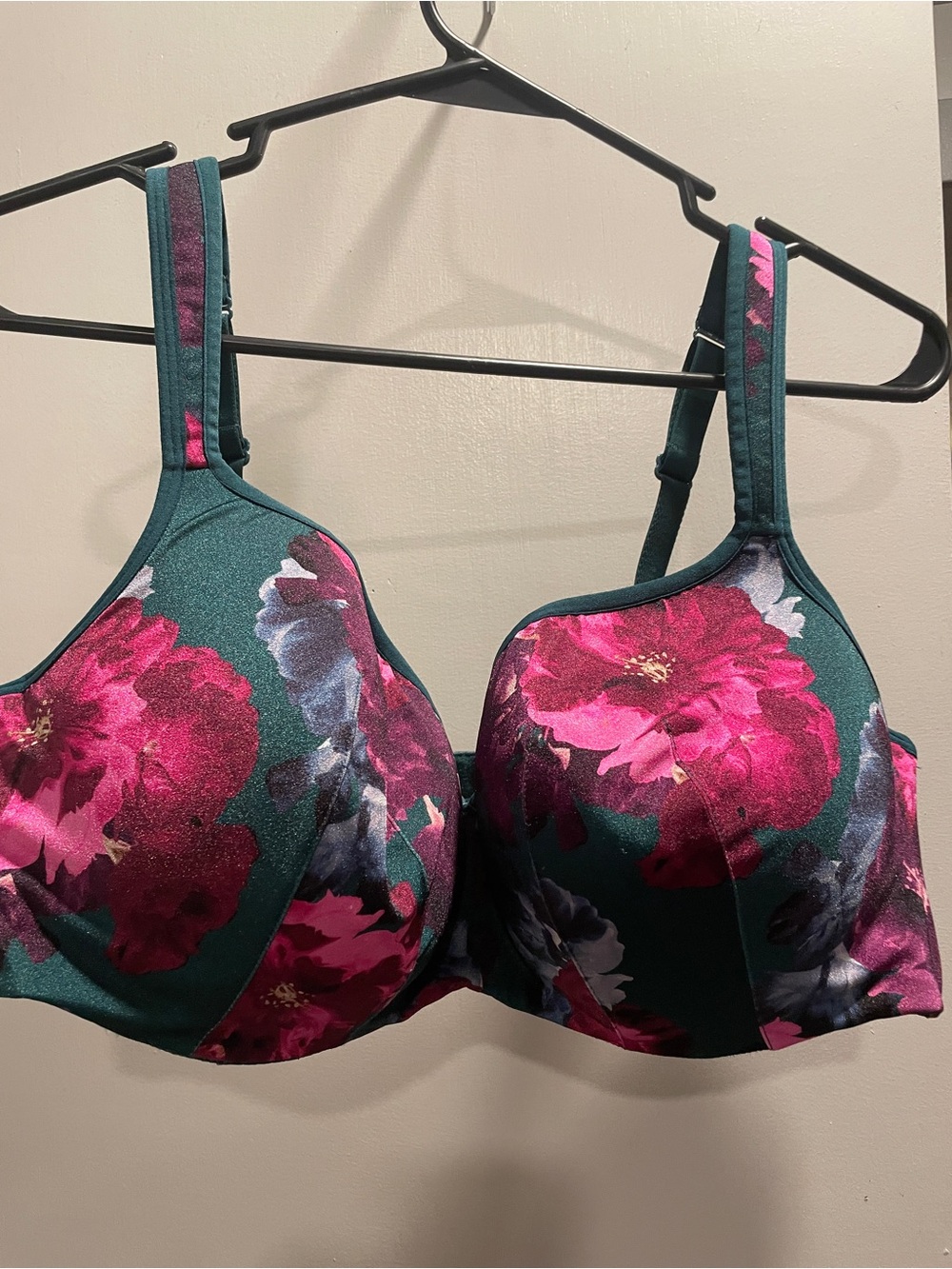 Cacique Floral Underwire Bra in Teal and Fuchsia size 44D